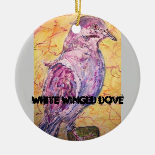 Witvleugelige Dove art Keramisch Ornament (Voorkant)