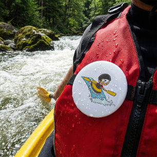 Witwater Rafting Avontuur met Bange Jongen Ronde Button 7,6 Cm
