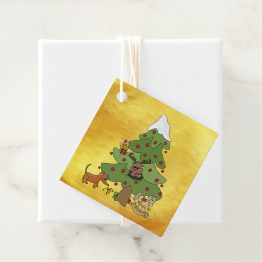 Witziger Weihnachtsbaum  Bedankjes Labels (In situ)