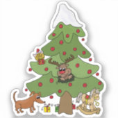 Witziger Weihnachtsbaum  Sticker (Voorkant)