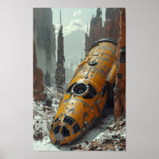 Wix 3D realistische foto: de gecrashte alien space Poster