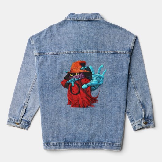Wizard Art, Mystical Imagery, Fantasy Design, Magi Denim Jacket (Achterkant)