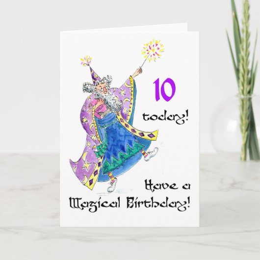 'Wizard' Birthday Kaart voor een 10-jarige (Voorkant)