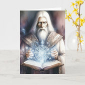 Wizard Casting van een Spellbook Fantasy Waterverf Kaart (Gele Bloem)