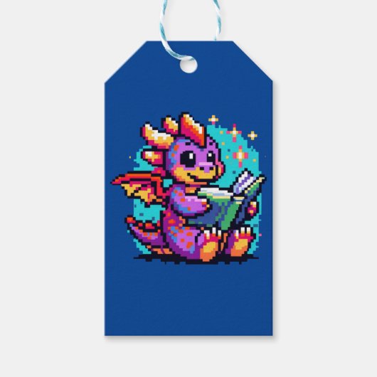 Wizard Cat - Magische Pixel Art Fantasy Design Cadeaulabel (Voorkant)