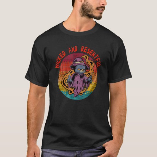 Wizard cat witch t-shirt (Voorkant)