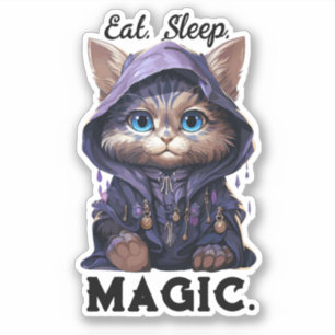 Wizard Chat Sticker - "Mange. Dormir. Magie."