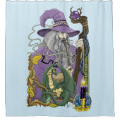 Wizard Dragon Fantasy Paarse Douchegordijn (Voorkant)