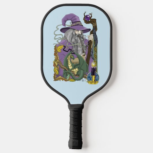 Wizard Dragon Fantasy Paarse Pickleball Paddle (Achterkant)