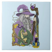 Wizard Dragon Fantasy Paarse Tegeltje (Voorkant)