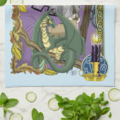 Wizard Dragon Fantasy Paarse Theedoek (Gevouwen)