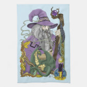 Wizard Dragon Fantasy Paarse Theedoek (Verticaal)