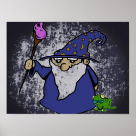 Wizard & Frog B&W Achtergrond Poster