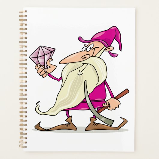 Wizard Gnome with Large Diamond Gemstone Planner (Voorkant)