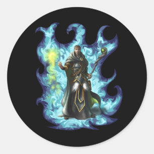 Wizard Groen en grijs Fantastisch karakter Ronde Sticker