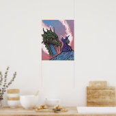 Wizard Groene dragon Poster (Keuken)