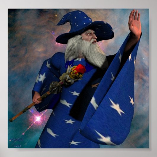Wizard in blauw poster (Voorkant)
