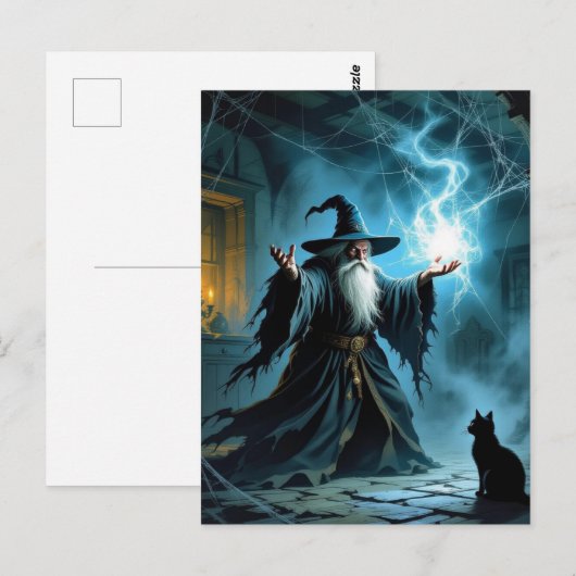 Wizard/kat Briefkaart (Voorkant / Achterkant)