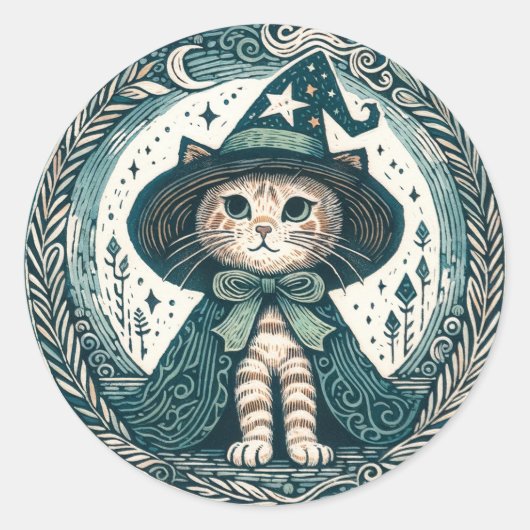 Wizard Kitty kat Ronde Sticker (Voorkant)