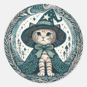 Wizard Kitty kat Ronde Sticker