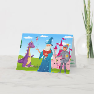 Wizard Knight Dragon Fairy Tale Kinder Fab Colorfu Kaart