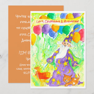 Wizard Magic Balloons Verjaardagsfeest Uitnodiging