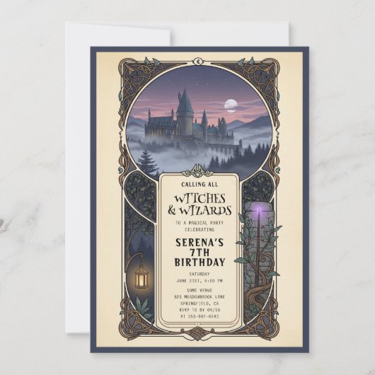 Wizard Magic Moon Castle Anniversaire Invitation (Devant)