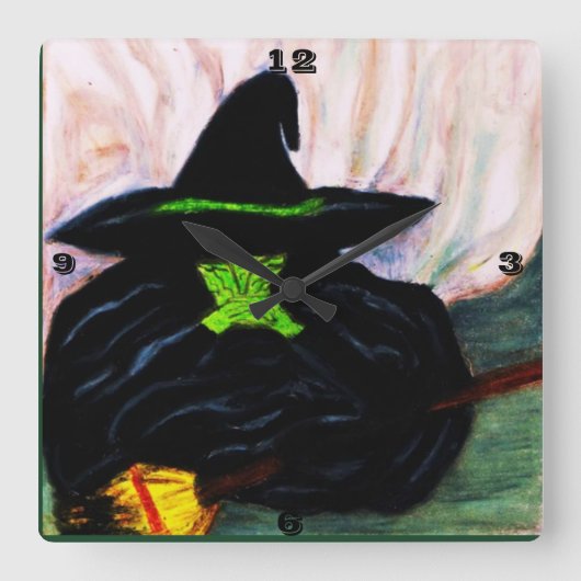 WIZARD OZ MELTING WITCH SQUARE WALL CLOCK VIERKANTE KLOK (Voorkant)
