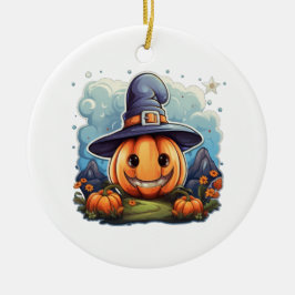 Wizard pumpkin keramisch ornament