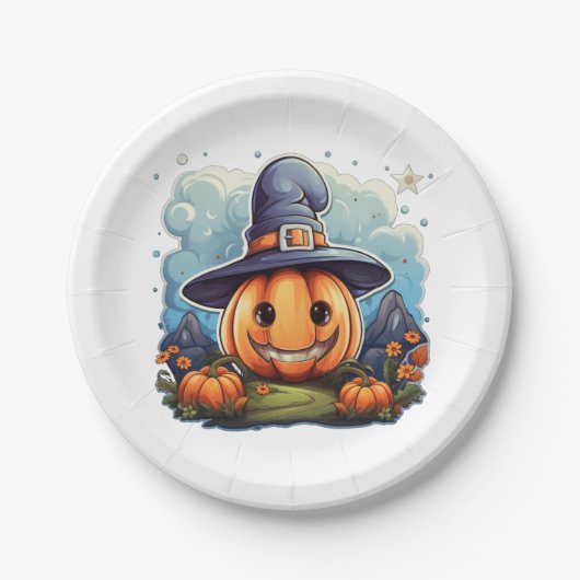 Wizard pumpkin papieren bordje (Voorkant)