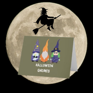 Wizard Pumpkin Witch Halloween Gnome Wenskaart Bedankkaart