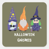 Wizard Pumpkin Witch Halloween Gnomes Vierkante Sticker (Voorkant)