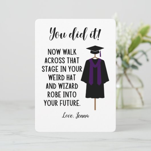 Wizard Robe en Pet Afstuderen Funny Custom Kaart (Staand voorkant)