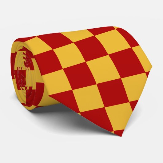 Wizard Rood en Goud Geruit Stropdas (Opgerold)