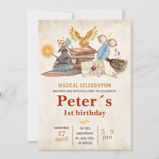 Wizard School Themed Birthday Party Invitation (Devant)