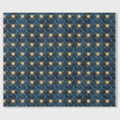 Wizard Wand Celestial Sun Moon Blue Background Cadeaupapier (Vlak)