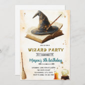 Wizard witch birthday party invitation (Devant / Derrière)