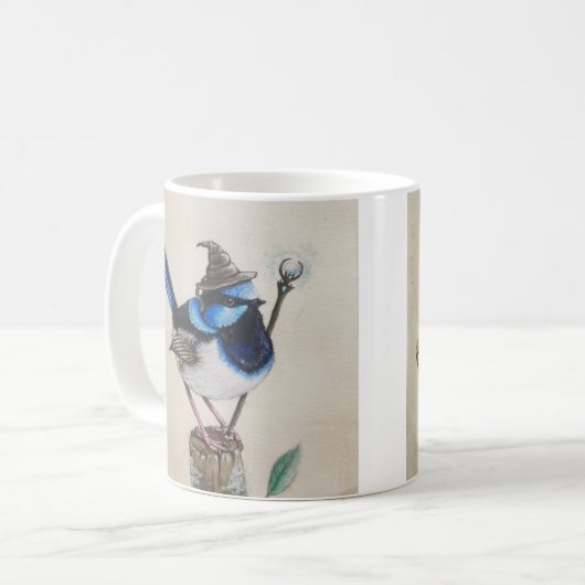 Wizard Wren en Fantasy Robin - vogelMok Koffiemok (Voorkant links)