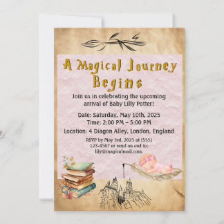 Wizarding Baby shower Invitation - Meisje Kaart