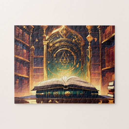 Wizarding School's Magic Library voor hekserij Legpuzzel (Horizontaal)