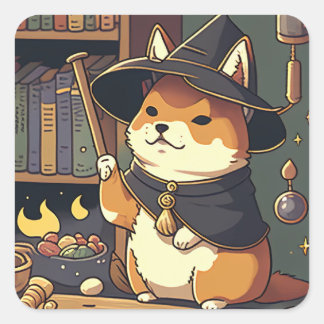 Wizarding Shiba Inu Vierkante Sticker