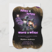 Wizards en heksen zoon's dochters verjaardag magie kaart (Voorkant)