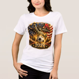 WK Voetbal USA 2026 Gouden Liberty Voetbal Kunst Tri-Blend Shirt