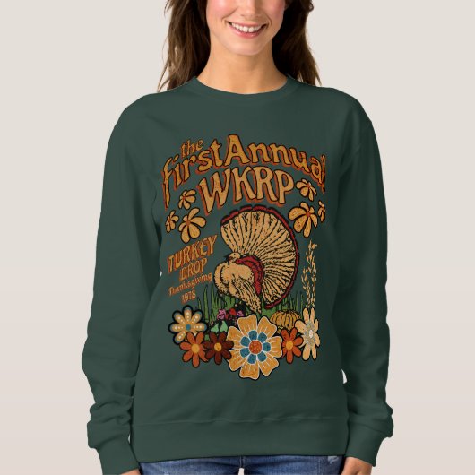 WKRP Turkey Drop 1978 grappige Thanksgiving T-Shir Trui (Voorkant)
