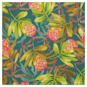 Wlid Flowers Protea Blauwgroen Fabric Stof