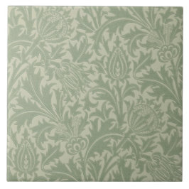 Wm Morris Arts & Crafts Green Thistle Repro Tile Tegeltje