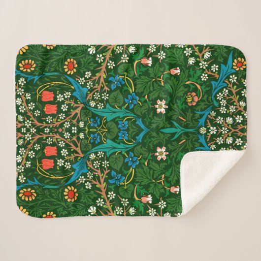 WM Morris Blackthorn Art Nouveau Pattern Sherpa Deken (Voorkant (horizontaal))