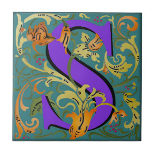 Wm Morris Lettre d'Ornat "S" Carreaux de céramique