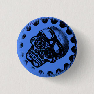 W'n Blue Sugar Skull-knop Ronde Button 3,2 Cm