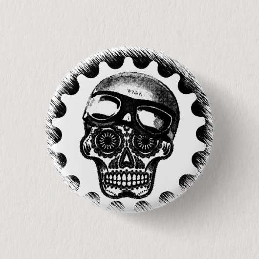 W'n Sugar Skull Cafe Racer Ronde Button 3,2 Cm (Voorkant)